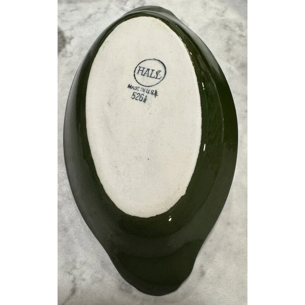 Vintage Hall 526 1/2 Made In USA Set Of 5 Au Gratin Dishes Green Bakeware